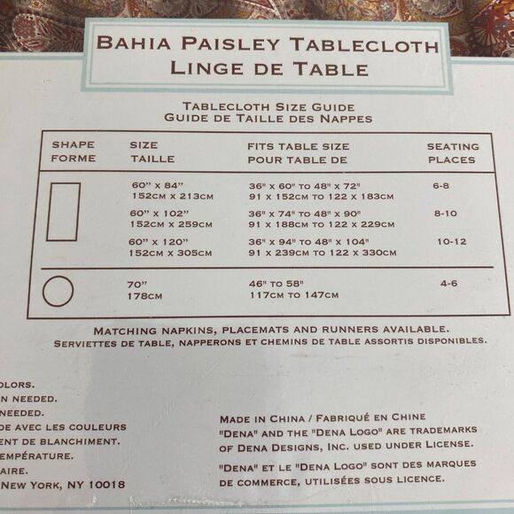 Dena Home round tablecloth Bahia Paisley 70" gold orange gray cream - Picture 4 of 4